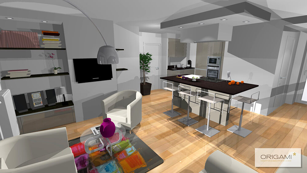 plan 3D projet de conception appartement